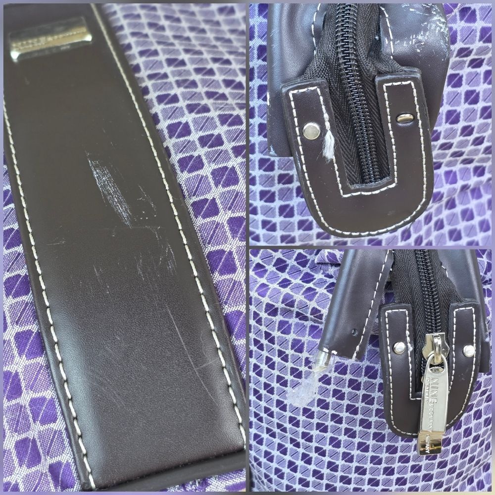 💜Vintage Nine West Purple Houndstooth Overnight/Weekender/Carry-On Bag - Picture 13 of 13